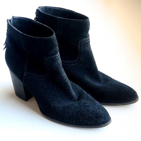 Splendid Anthropologie Black Suede Leather Block Heel Ankle Boots Booties 9.5 - Picture 3 of 15